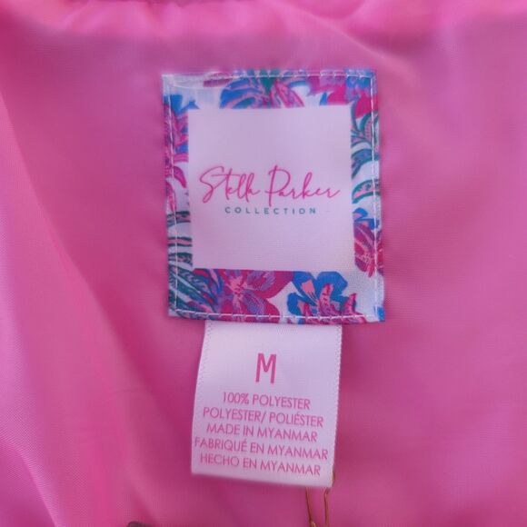 NWT Luxury Brand Inspired Quilted Vest Sz M Geometric Paisley Pattern Pink - Picture 10 of 11